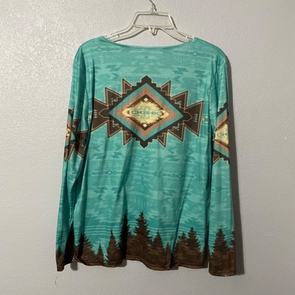 Women's M Aztec Print Tunic Pullover. Scoop/V-Neck, Western, Boho, Geometrical - Picture 2 of 6